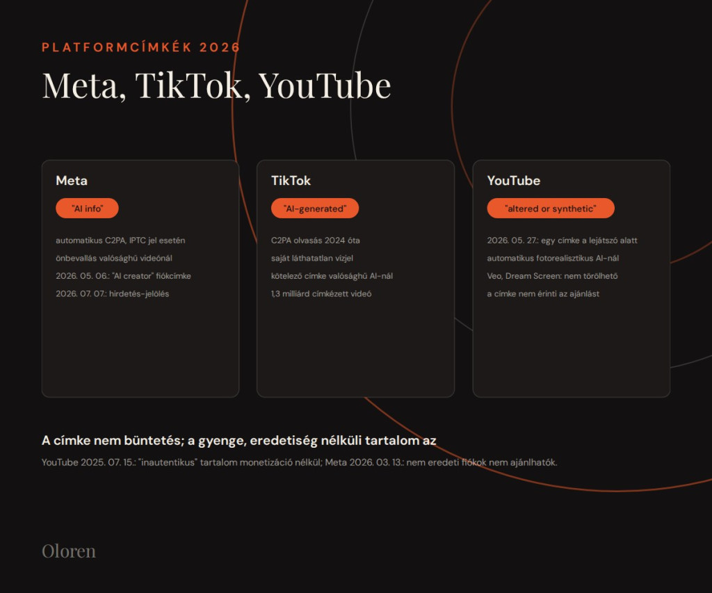 Jelölés és eredetigazolás: C2PA, SynthID, platformcímkék